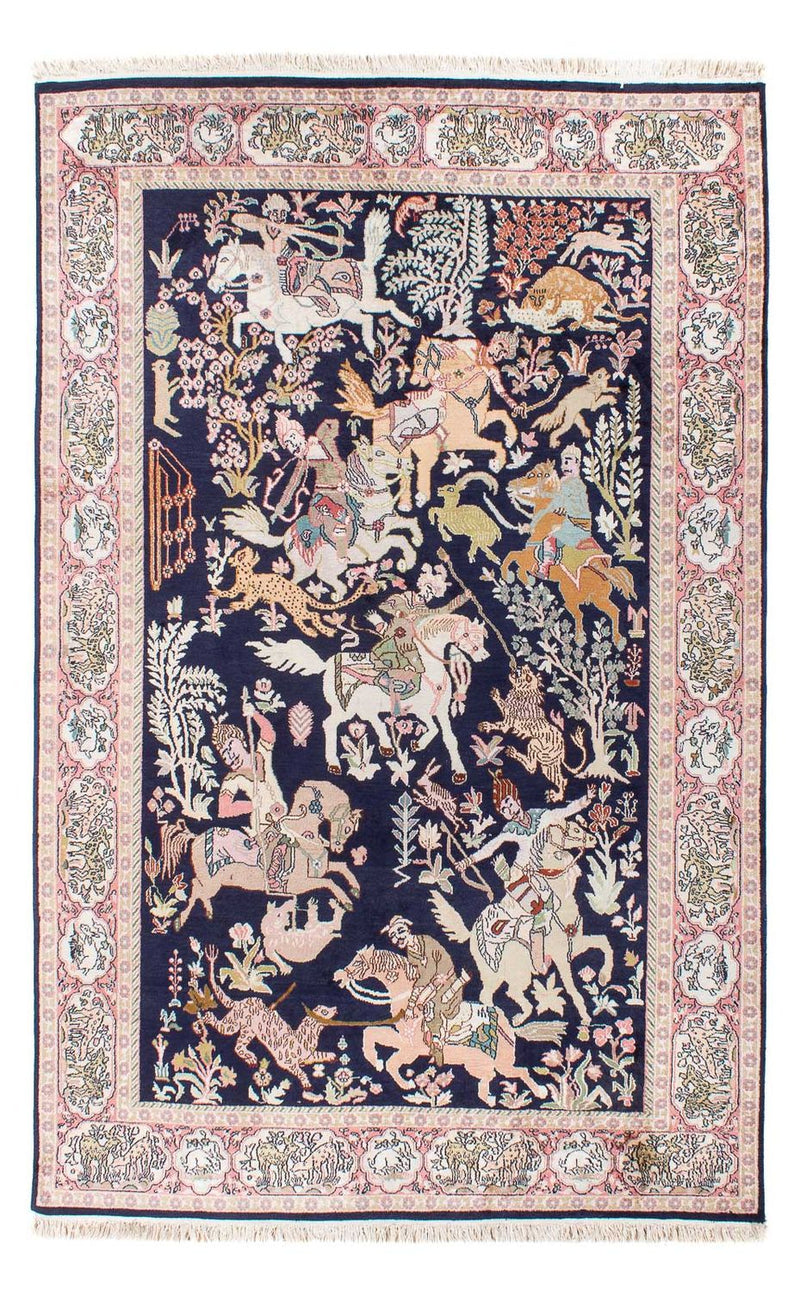 Zijden tapijt - Kashmir Silk - 215 x 133 cm - donkerblauw