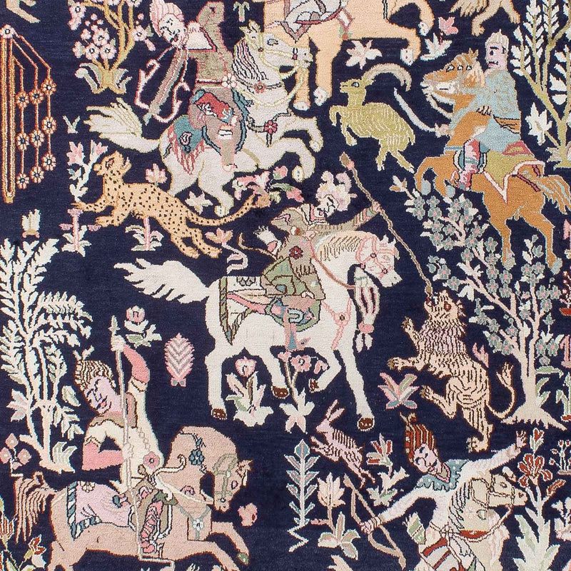 Zijden tapijt - Kashmir Silk - 215 x 133 cm - donkerblauw