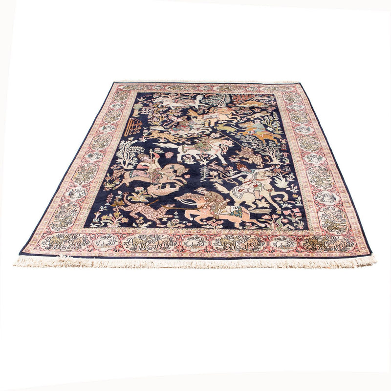 Zijden tapijt - Kashmir Silk - 215 x 133 cm - donkerblauw