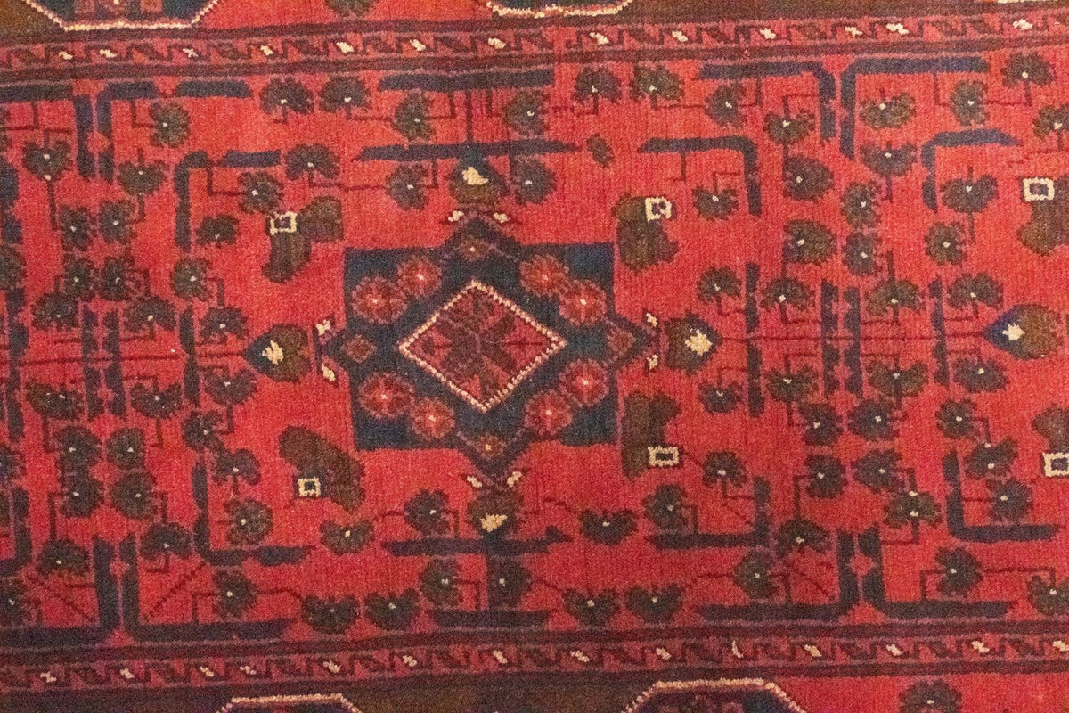 Loper Afghaans tapijt - Kunduz - 295 x 75 cm - rood