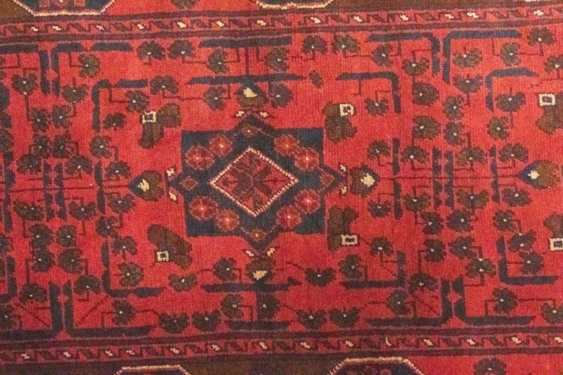 Loper Afghaans tapijt - Kunduz - 295 x 75 cm - rood