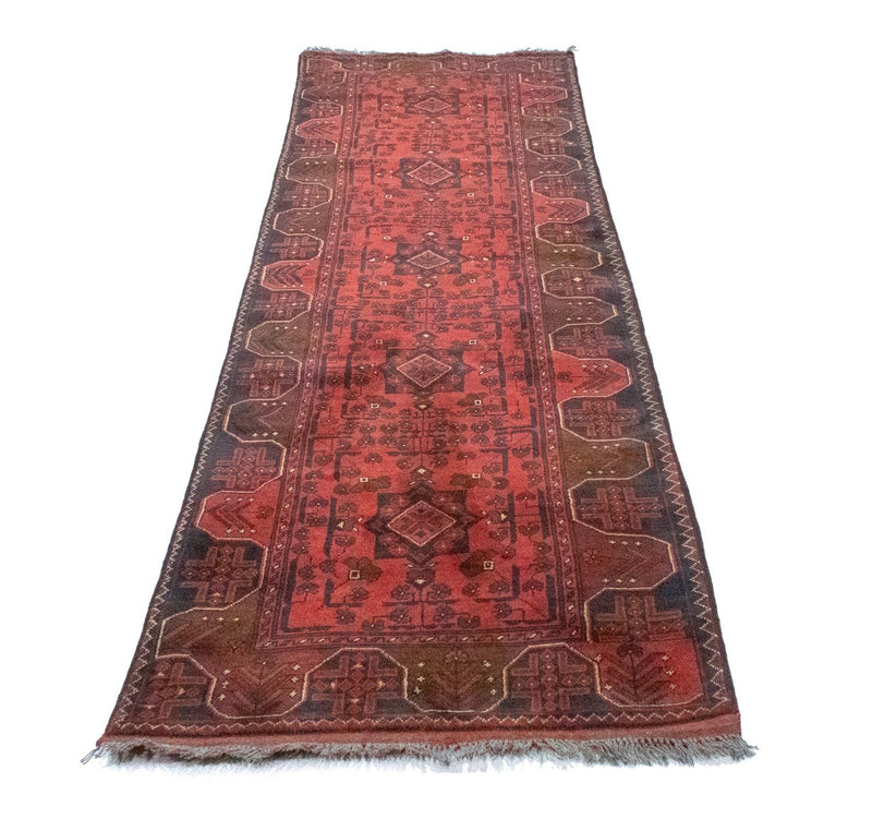 Loper Afghaans tapijt - Kunduz - 295 x 75 cm - rood