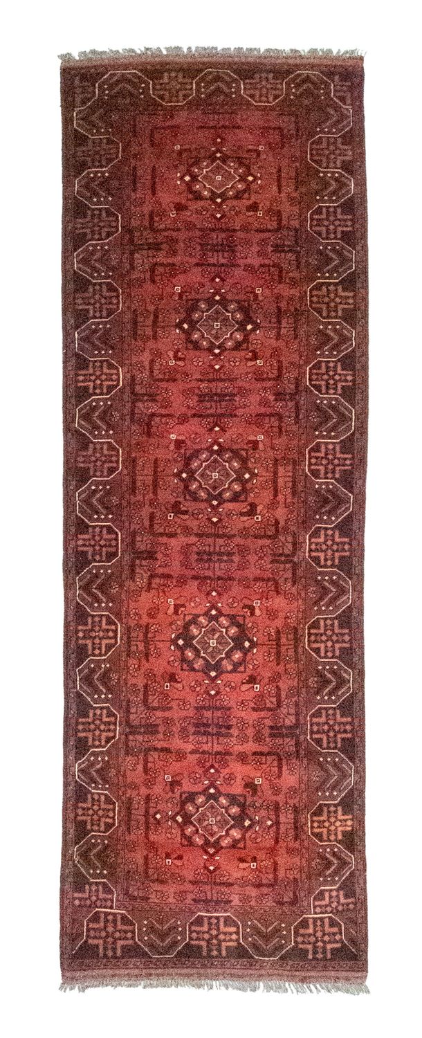 Loper Afghaans tapijt - Kunduz - 288 x 78 cm - rood