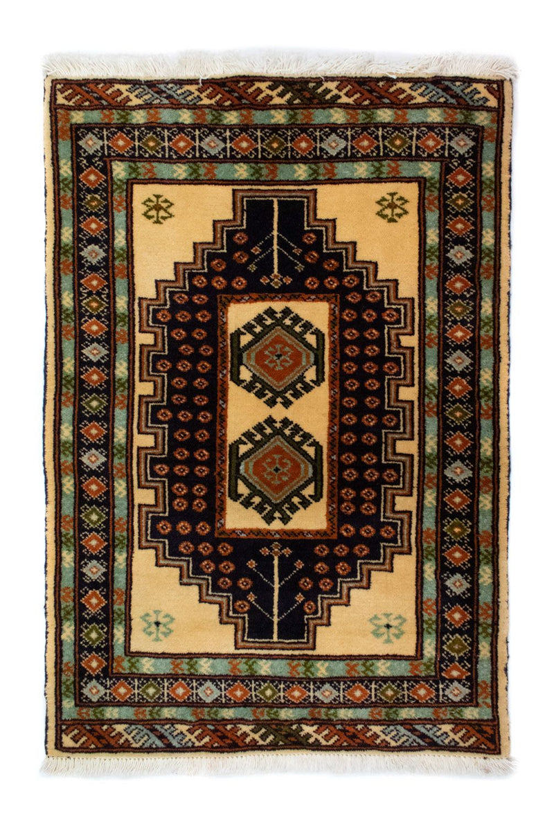 Turkaman tapijt - 91 x 64 cm - blauw