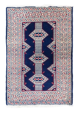 Turkaman tapijt - 88 x 62 cm - blauw