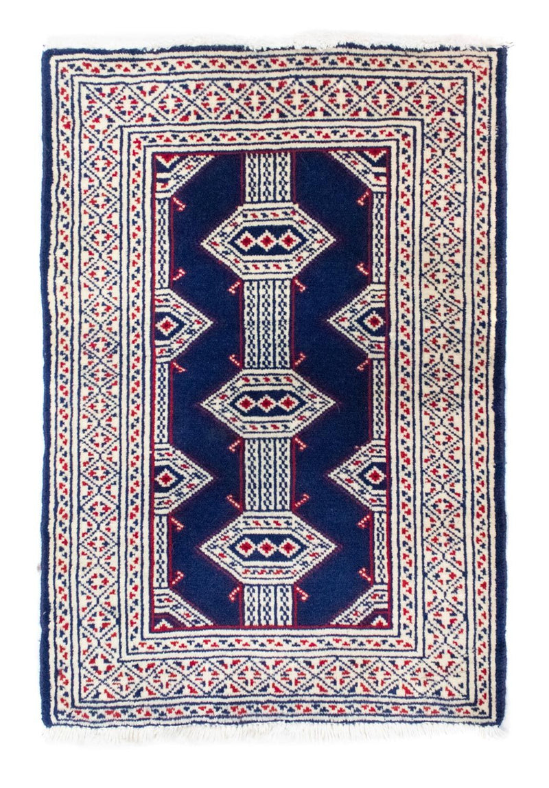 Turkaman tapijt - 88 x 62 cm - blauw