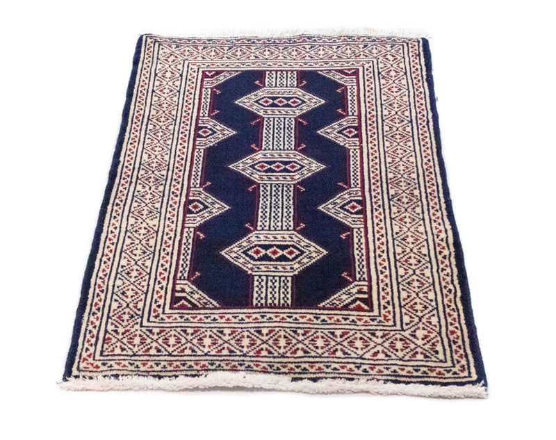 Turkaman tapijt - 88 x 62 cm - blauw