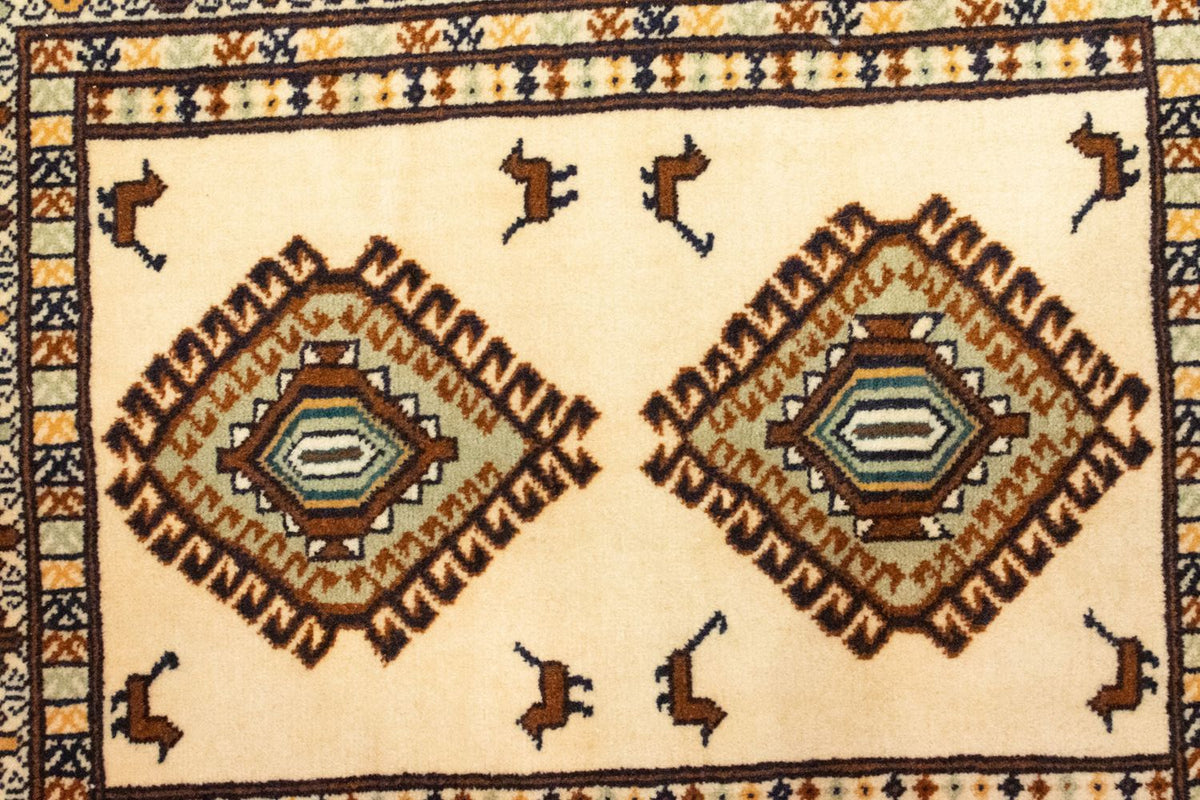 Turkaman tapijt - 87 x 64 cm - blauw