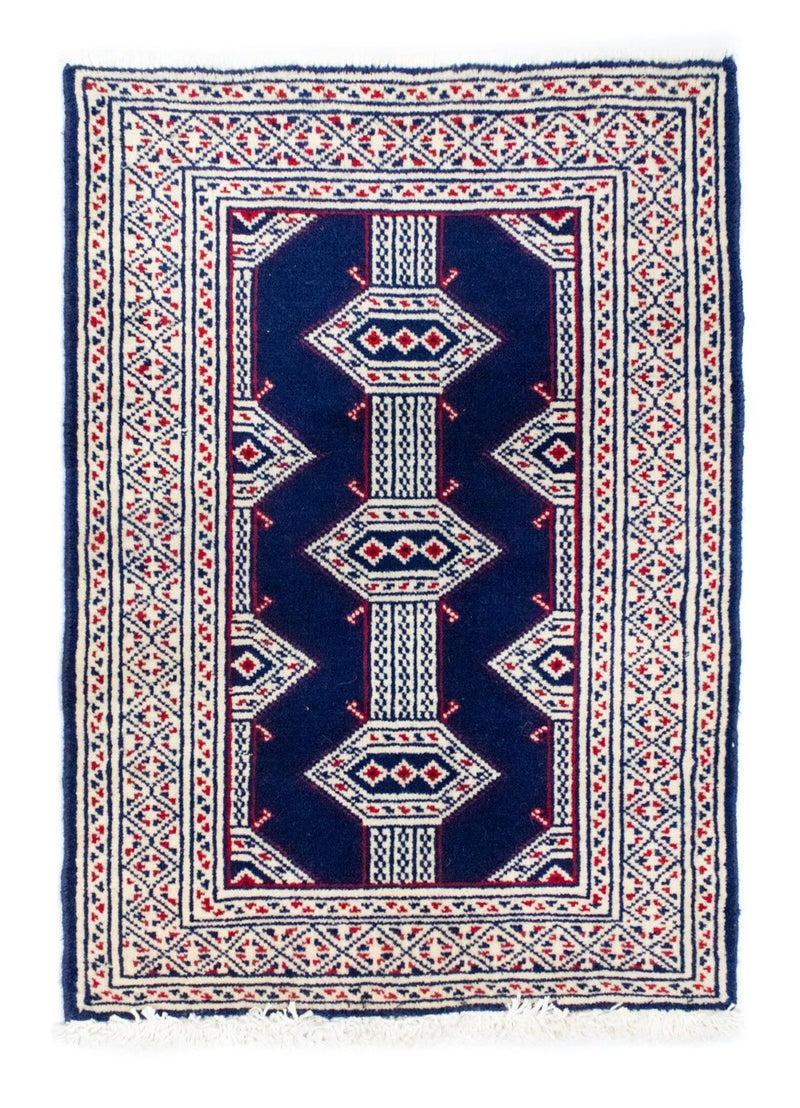 Turkaman tapijt - 90 x 62 cm - blauw
