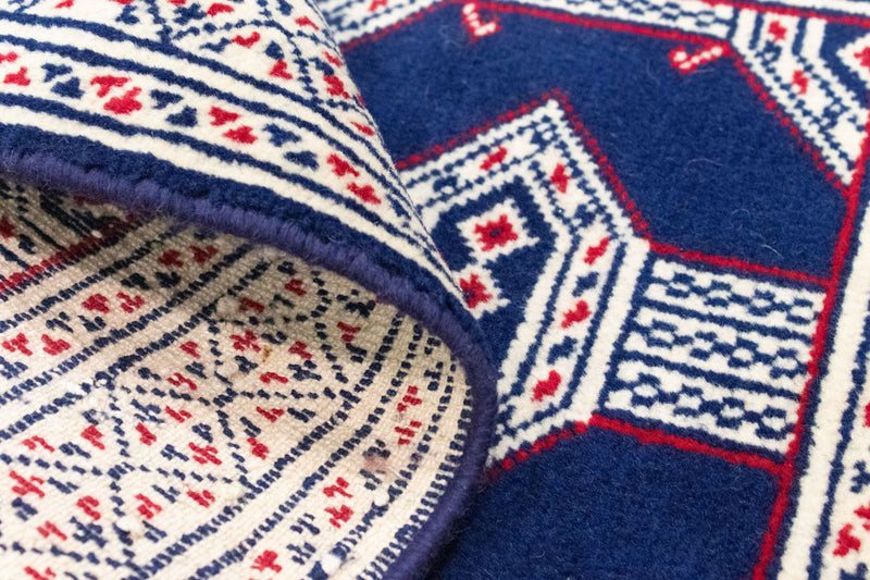 Turkaman tapijt - 90 x 62 cm - blauw