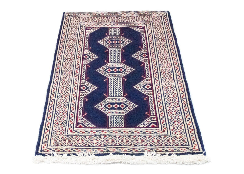 Turkaman tapijt - 90 x 62 cm - blauw
