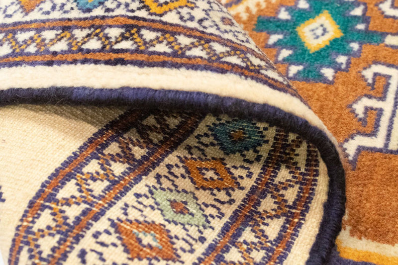 Turkaman tapijt - 89 x 64 cm - blauw