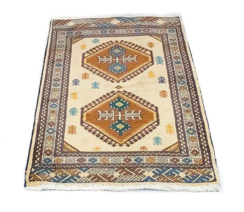 Turkaman tapijt - 89 x 64 cm - blauw