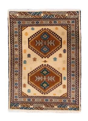 Turkaman tapijt - 88 x 63 cm - beige