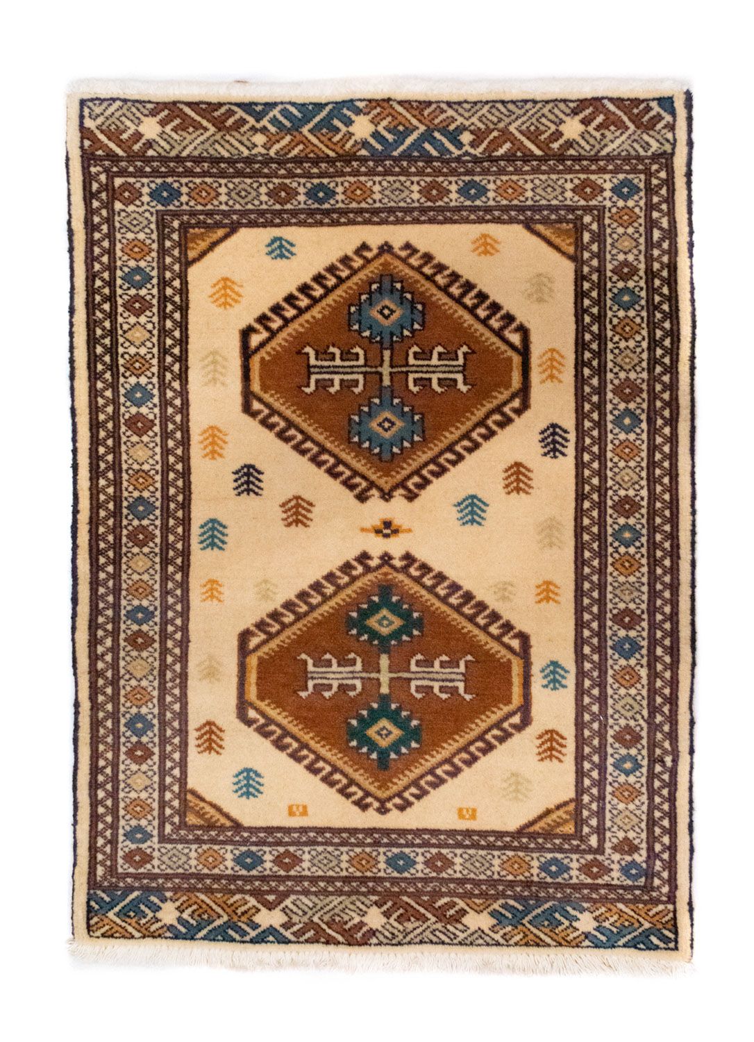Turkaman tapijt - 88 x 63 cm - beige