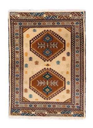 Turkaman tapijt - 88 x 63 cm - beige