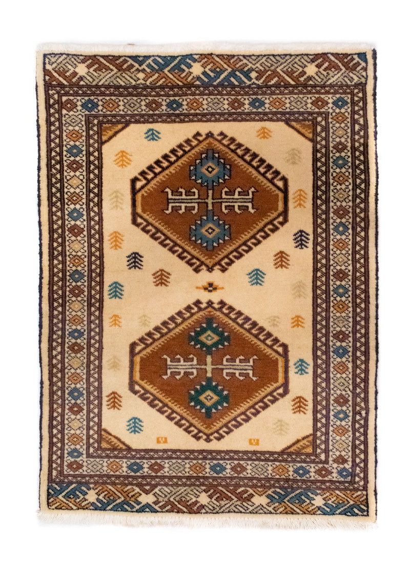 Turkaman tapijt - 88 x 63 cm - beige