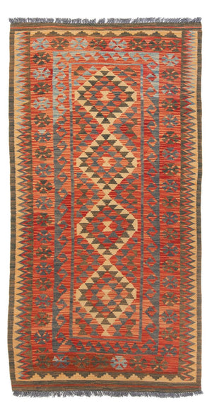 Loper Kelim tapijt - Splash - 206 x 98 cm - veelkleurig