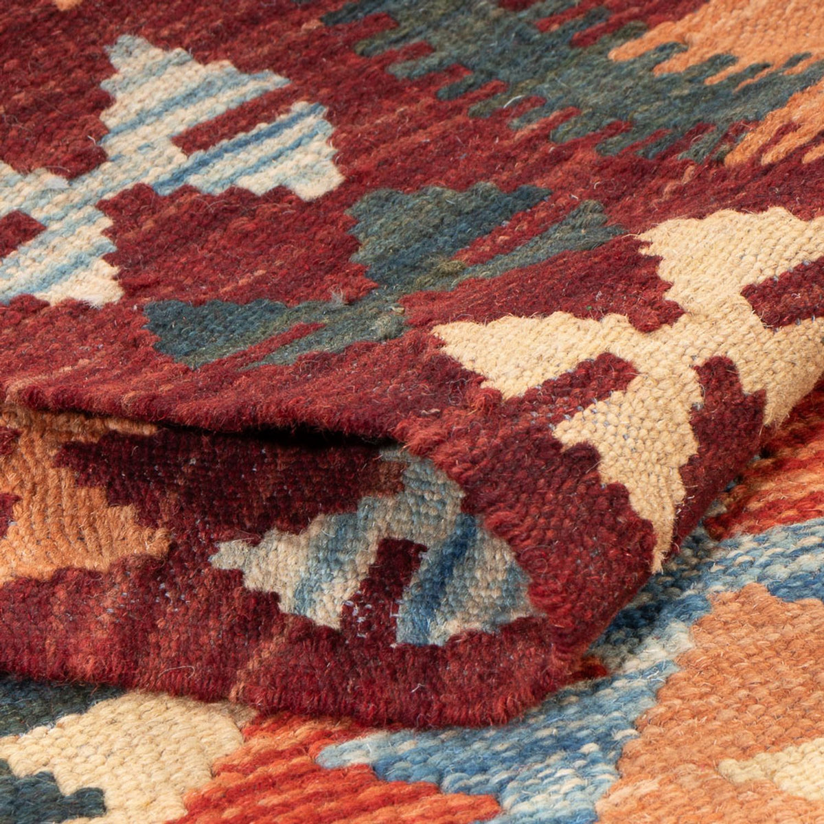 Loper Kelim tapijt - Splash - 198 x 104 cm - veelkleurig