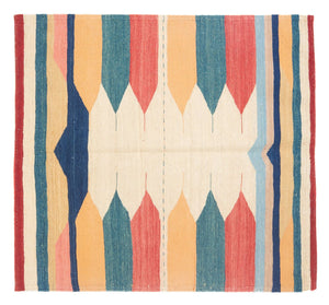 Kelim tapijt - Oosters vierkant  - 129 x 125 cm - mintgroen