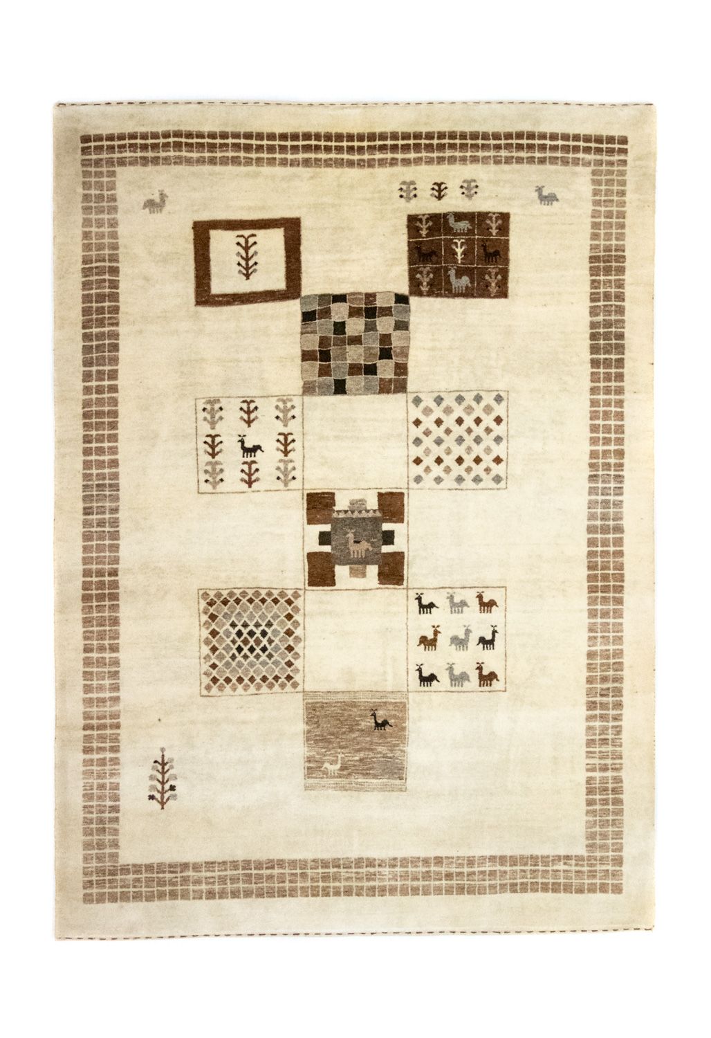 Gabbeh Tapijt - Loribaft Perzisch - 219 x 157 cm - beige