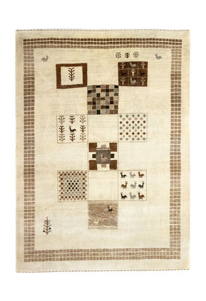 Gabbeh Tapijt - Loribaft Perzisch - 219 x 157 cm - beige