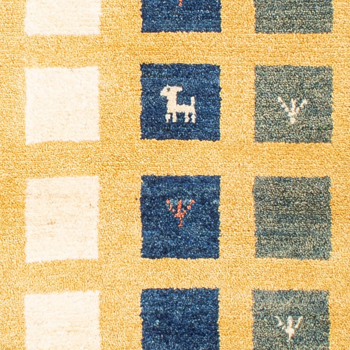 Gabbeh Tapijt - Loribaft Perzisch - 118 x 84 cm - mosterdgeel