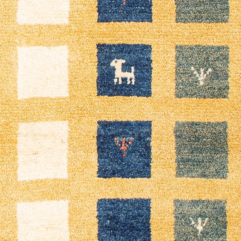 Gabbeh Tapijt - Loribaft Perzisch - 118 x 84 cm - mosterdgeel