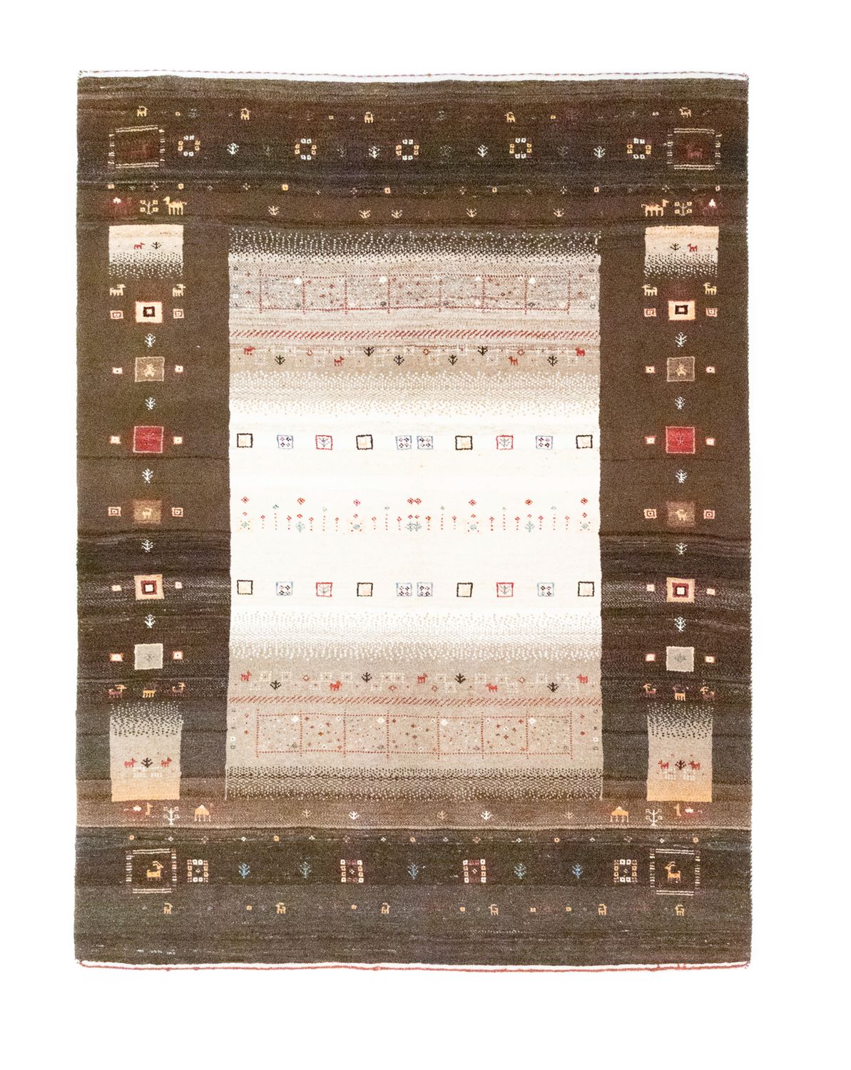 Gabbeh Tapijt - Loribaft Perzisch - 194 x 148 cm - bruin