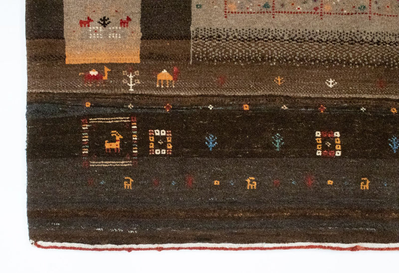 Gabbeh Tapijt - Loribaft Perzisch - 194 x 148 cm - bruin