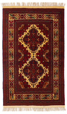 Afghaans tapijt - 145 x 93 cm - donkerrood