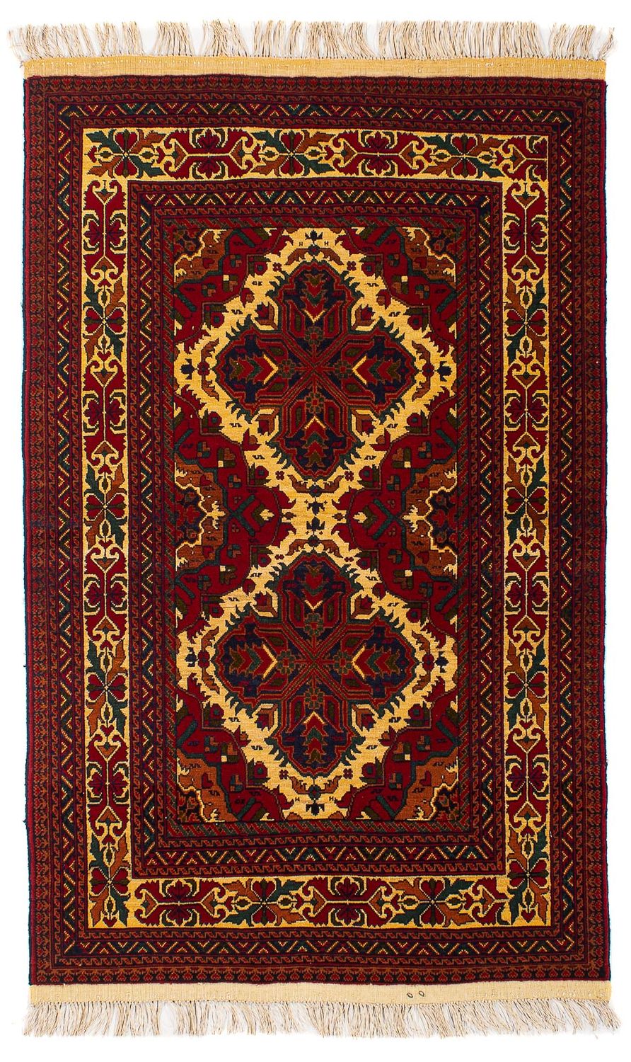 Afghaans tapijt - 145 x 93 cm - donkerrood