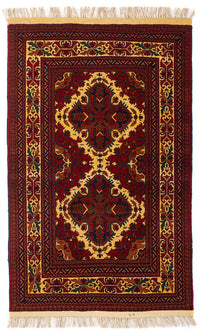 Afghaans tapijt - 145 x 93 cm - donkerrood