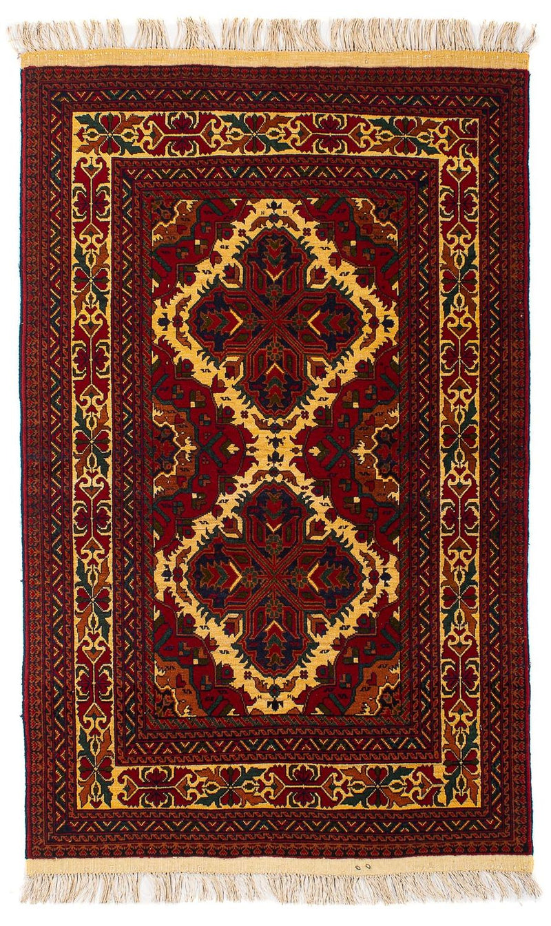 Afghaans tapijt - 145 x 93 cm - donkerrood