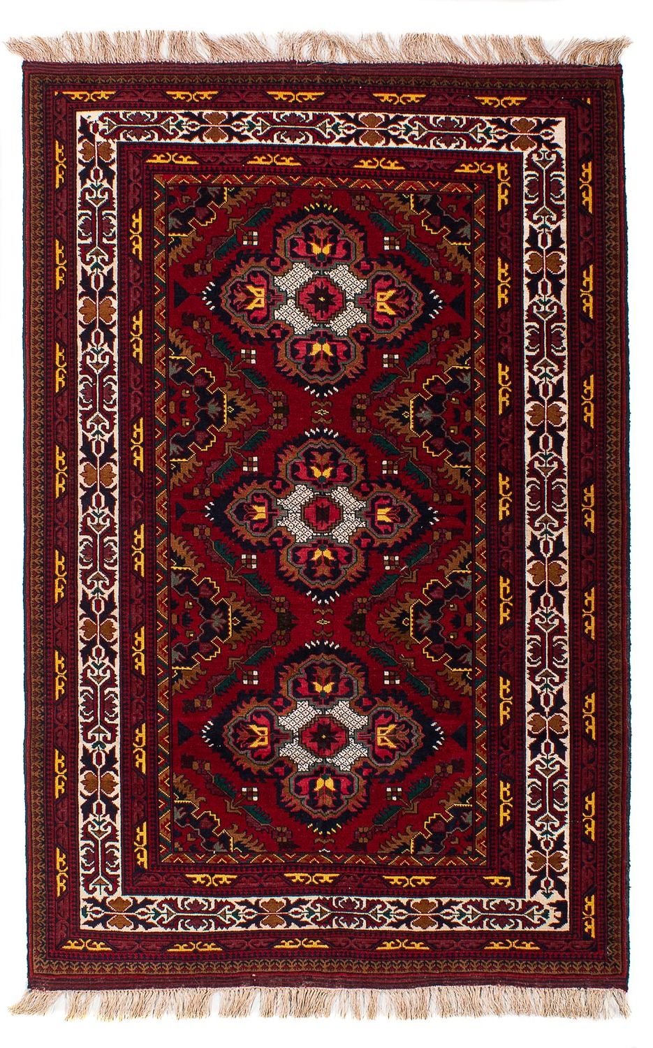 Afghaans tapijt - 145 x 93 cm - donkerrood