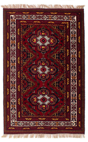 Afghaans tapijt - 145 x 93 cm - donkerrood