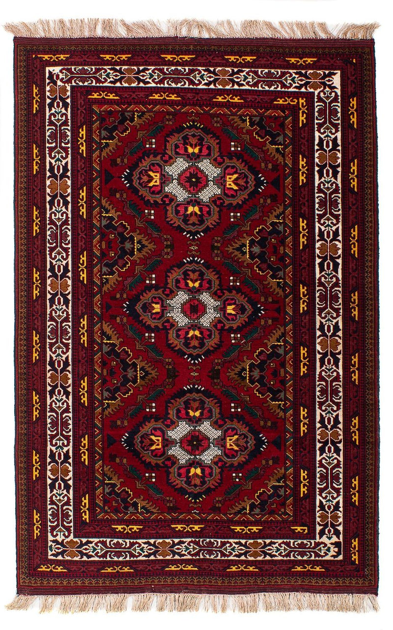 Afghaans tapijt - 145 x 93 cm - donkerrood