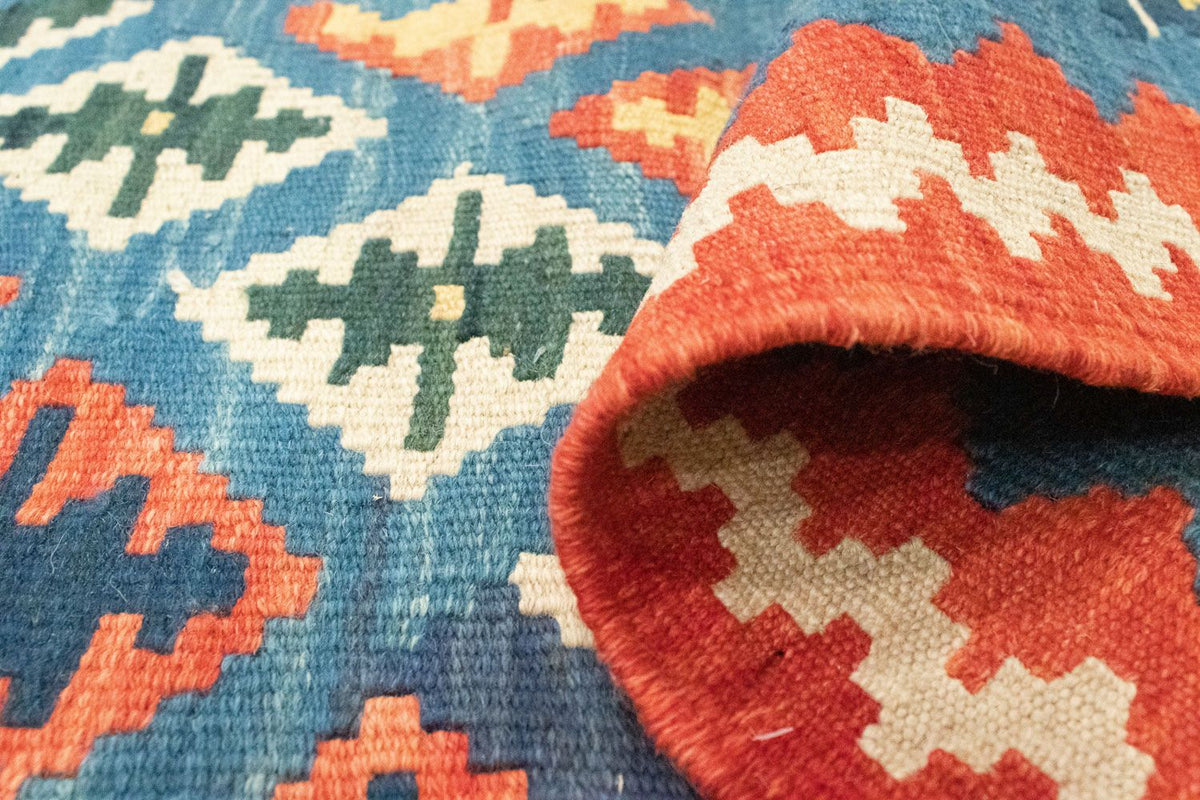 Loper Kelim tapijt - Oosters - 198 x 64 cm - blauw