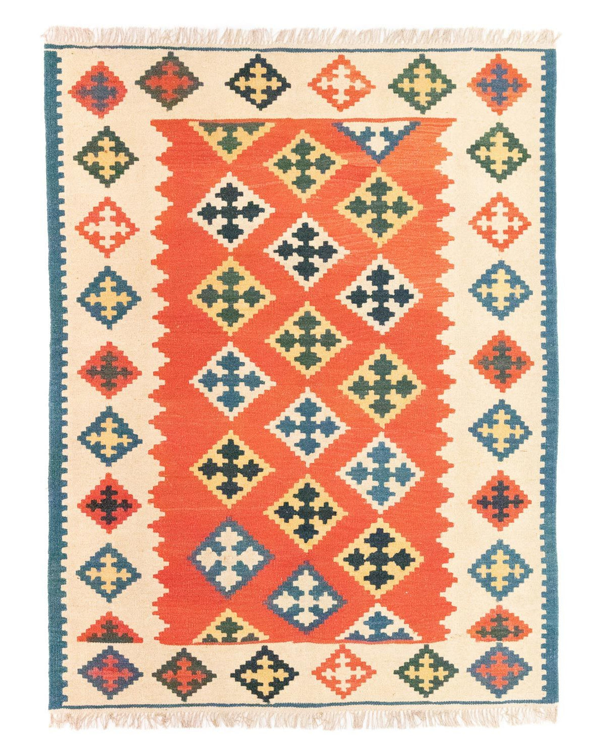 Kelim tapijt - Oosters - 196 x 150 cm - oranje