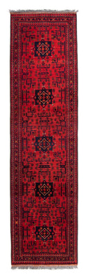 Loper Afghaans tapijt - Kunduz - 298 x 79 cm - donkerrood