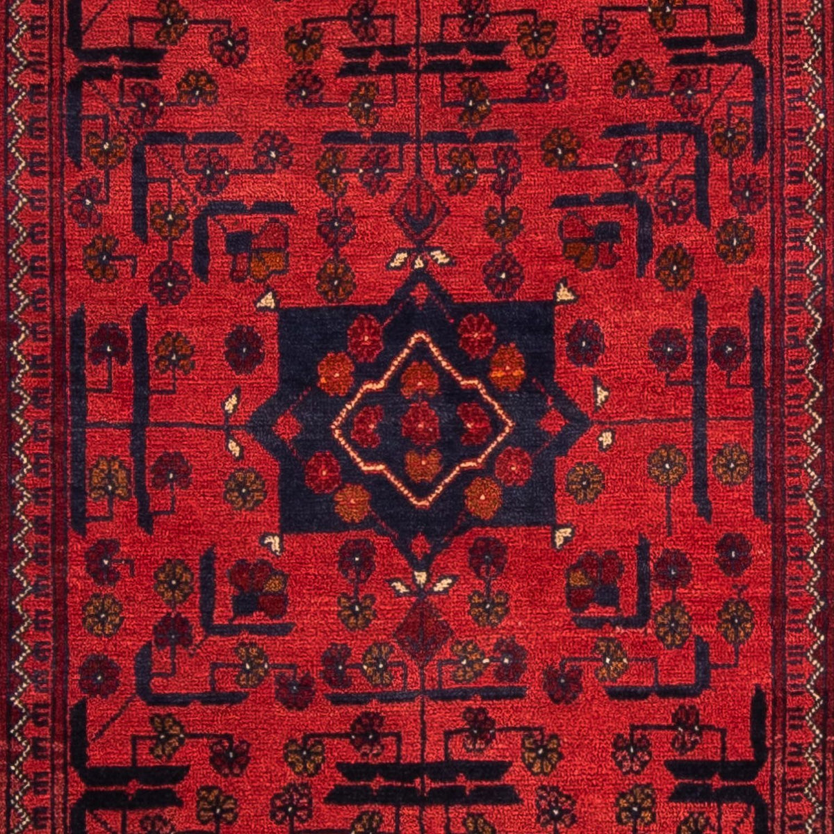 Loper Afghaans tapijt - Kunduz - 298 x 79 cm - donkerrood