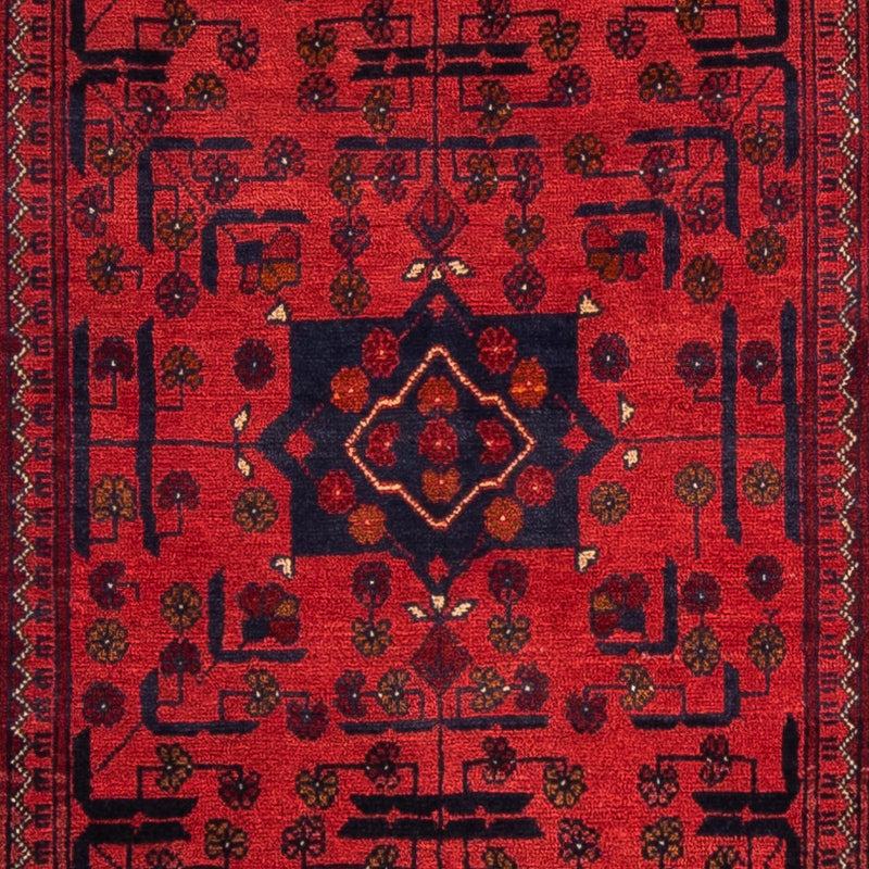 Loper Afghaans tapijt - Kunduz - 298 x 79 cm - donkerrood