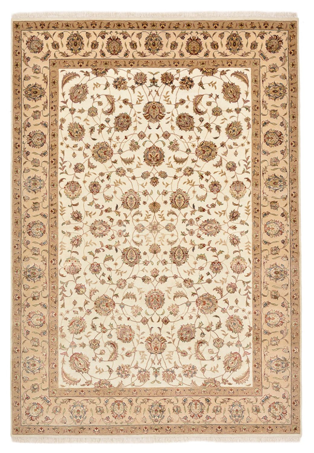 Oosters tapijt - Tabriz - 241 x 167 cm - licht beige