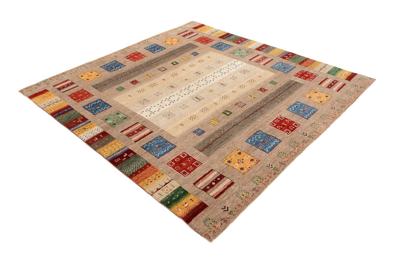 Gabbeh Tapijt - Loribaft Indus vierkant  - 203 x 201 cm - veelkleurig