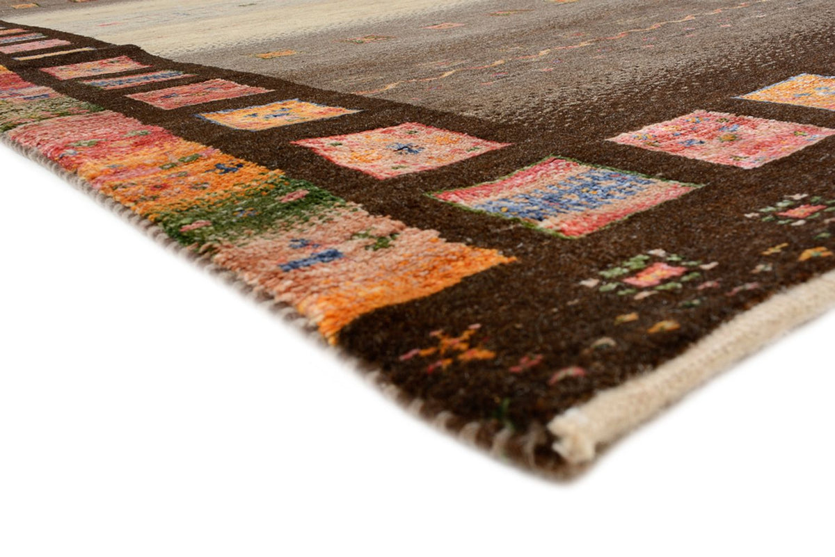 Loper Gabbeh Tapijt - Loribaft Indus - 306 x 80 cm - donker beige