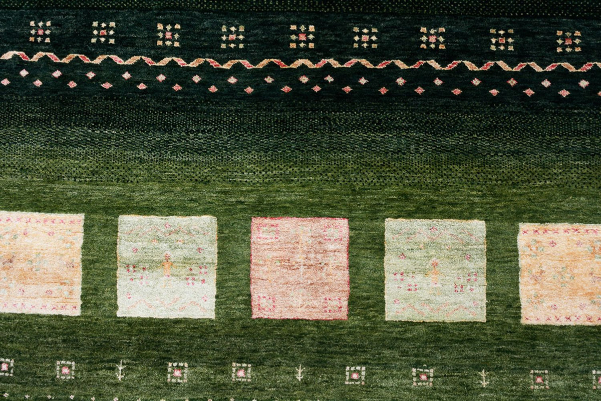 Gabbeh Tapijt - Loribaft Indus - 308 x 205 cm - groen