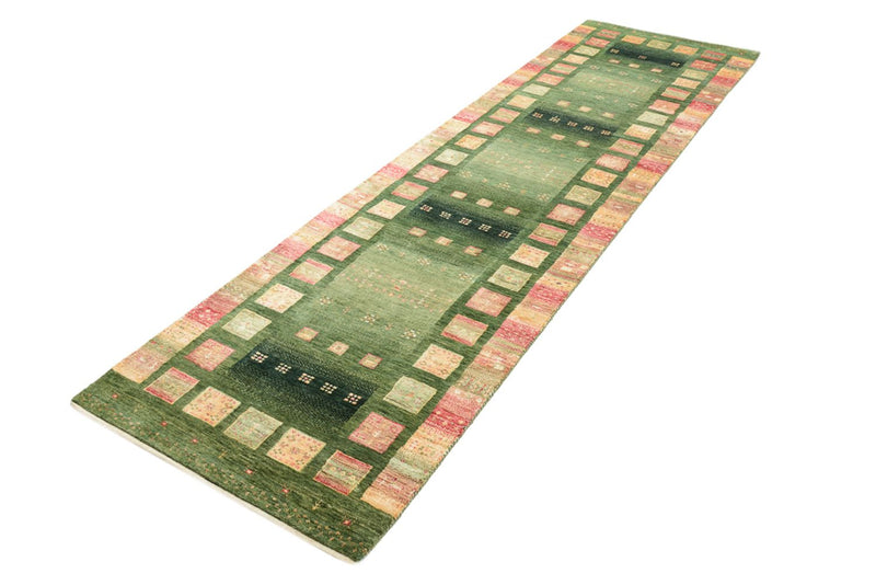 Loper Gabbeh Tapijt - Loribaft Indus - 296 x 82 cm - groen
