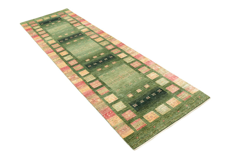 Loper Gabbeh Tapijt - Loribaft Indus - 296 x 82 cm - groen