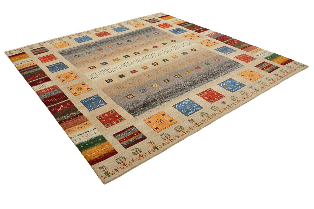 Gabbeh Tapijt - Loribaft Indus vierkant  - 256 x 250 cm - licht beige
