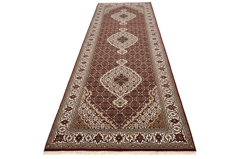 Loper Oosters tapijt - Tabriz - 362 x 122 cm - licht beige